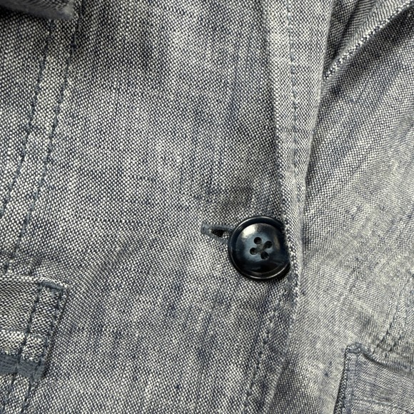 Calson Linen Blazer Womens S Blue Long Sleeve One Button Jacket Coastal Resort - Picture 6 of 12